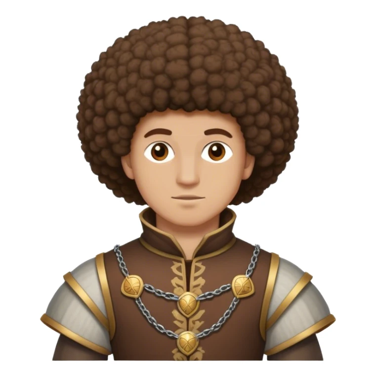 medieval outfit worn by a DnD themed fantasy character. basic low level clothes. clothes only above the waist. The clothes full waist. The character's haven't arms. character is brown hair brown eyes afro hair white man. sticker