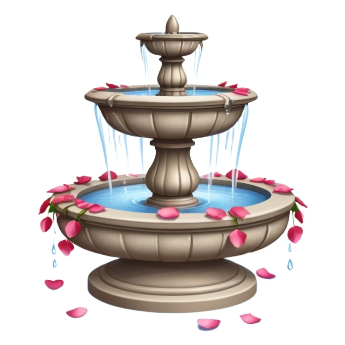A romantic fountain with rose petals scattered around sticker