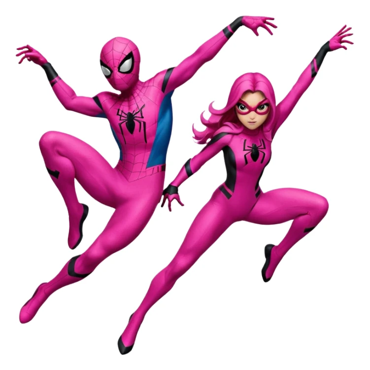 spider man and spider women pink sticker