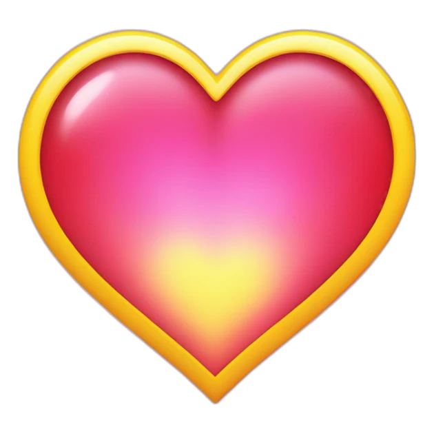 red heart emoji with pink blurred around it has a yellow aura. sticker