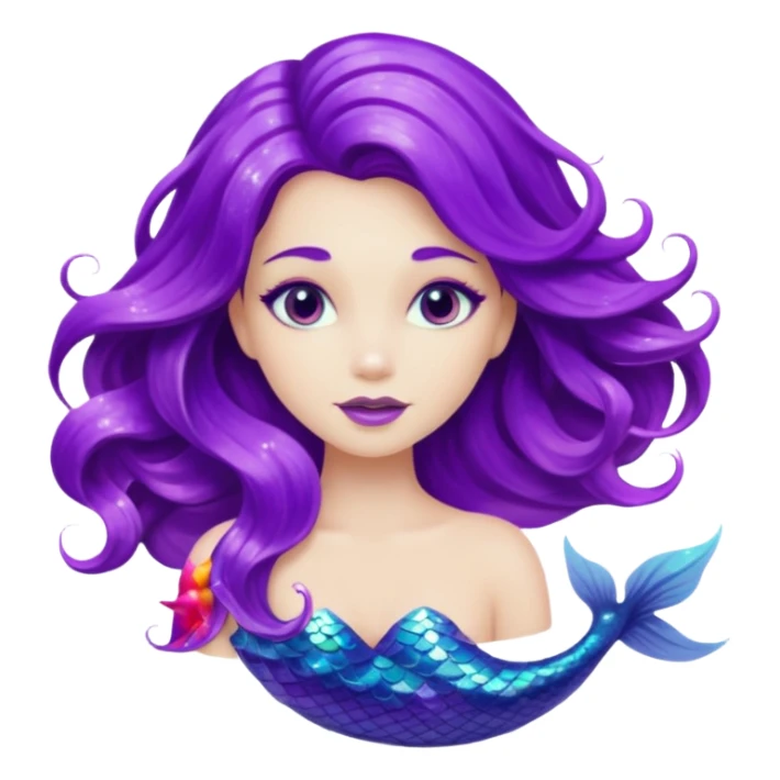 glitter purple mermiad sticker