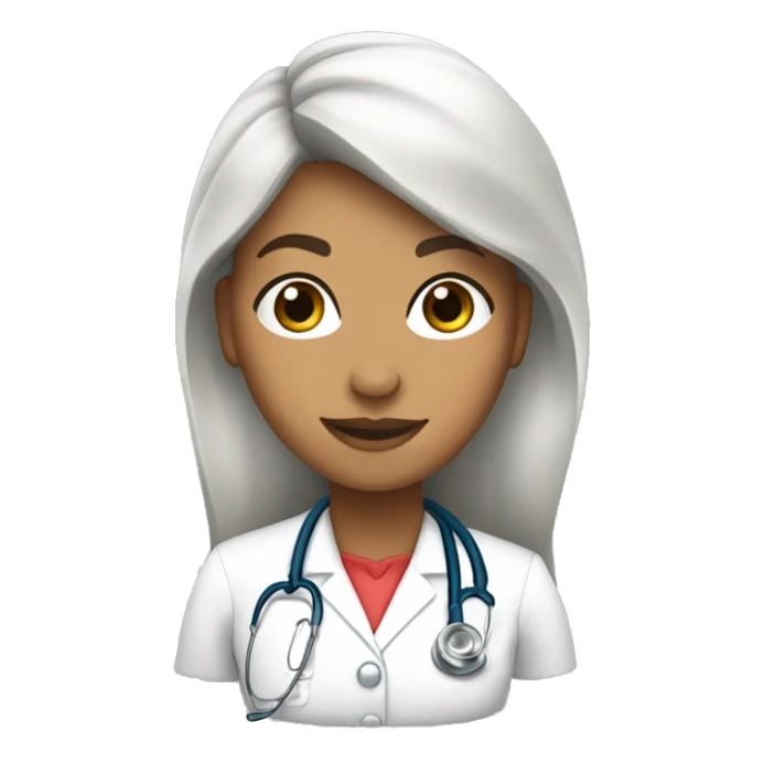 Doctora piel blanca, cabello castaño, pelo largo y de pie sticker