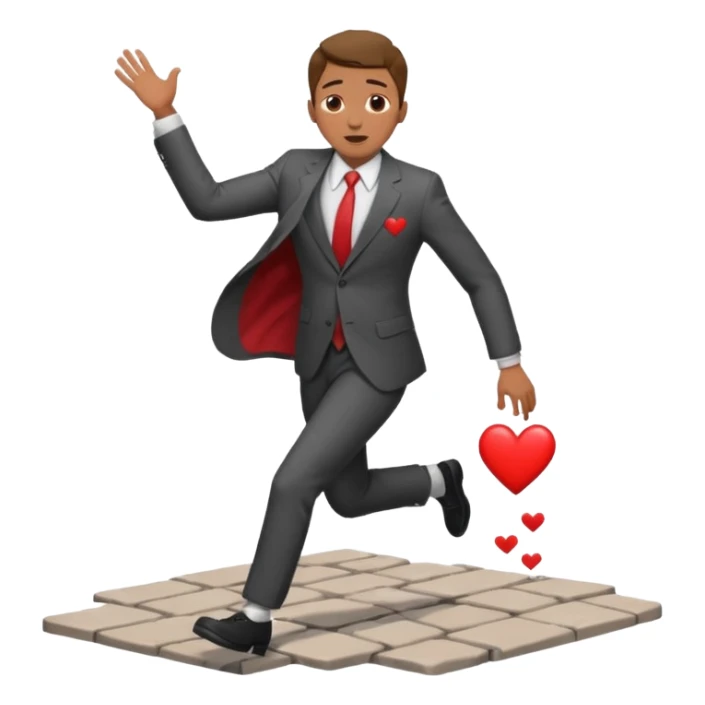 man with heart eyes slip and fall on sidewalk  sticker