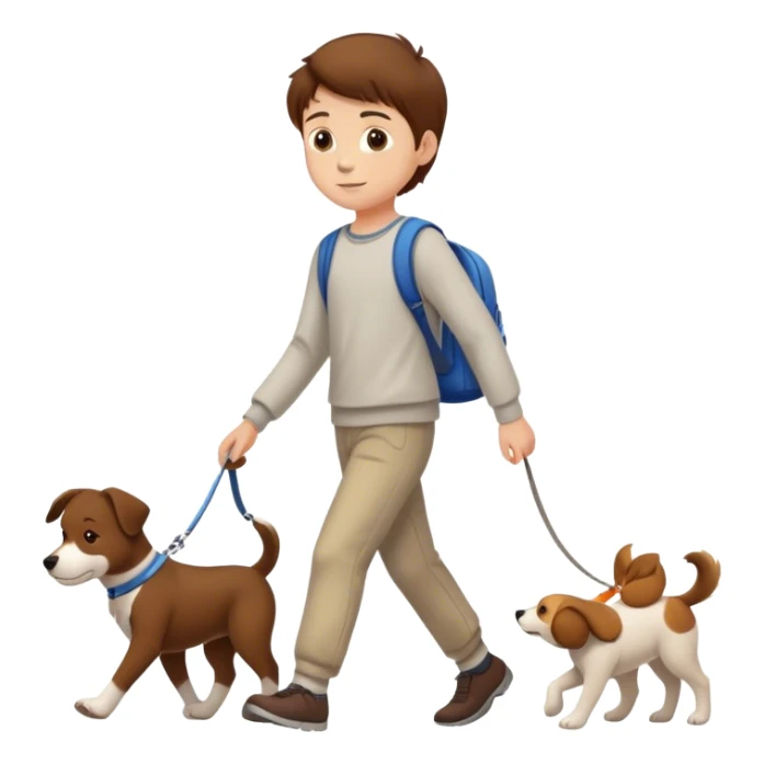 white boy with brown hairs walking with dog sticker