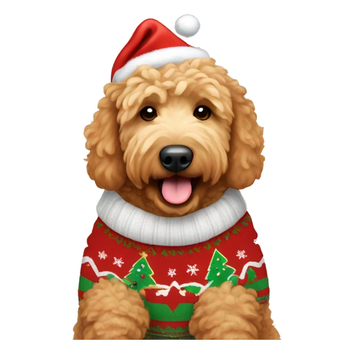 Golden doodle wearing a cute Christmas sweater  sticker