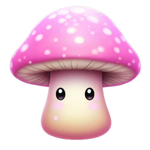 Pastel Pink Mushroom "A pastel pink mushroom with a glowing cap, glittery spots, and a faint magical glow spreading around its base." sticker