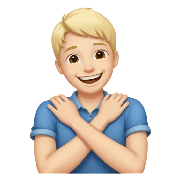 Someone laughing with arms on their neck ￼ sticker