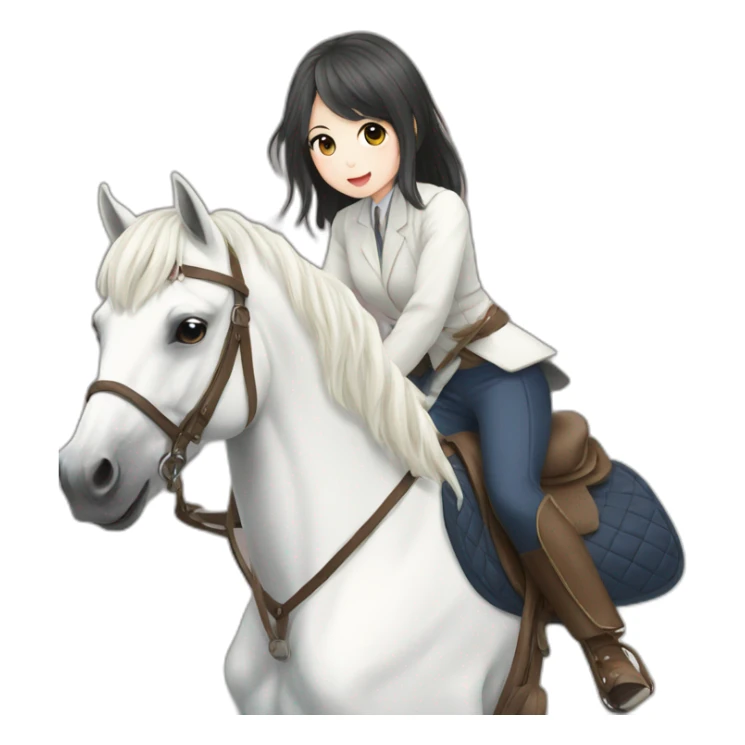 white horse riding japanese cute girl sticker