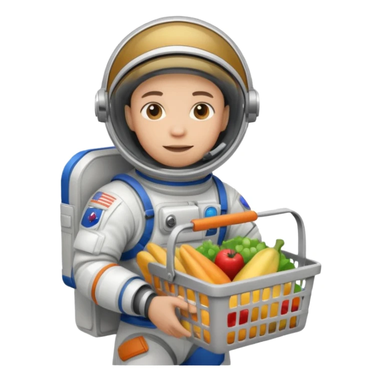 astronauta con canasta para hacer compras vacía sticker