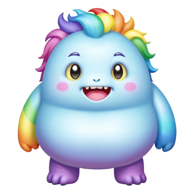 Kawaii derpy fat rainbow monster surrounded by magic, rich textures, visually rich, so lifelike that it feels like it could leap off the page at any moment sticker