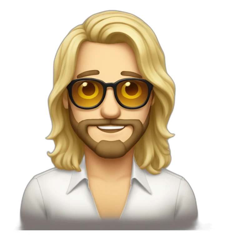 Big lebowsky blond round glasses chaotic beard long hair drink rhum sticker