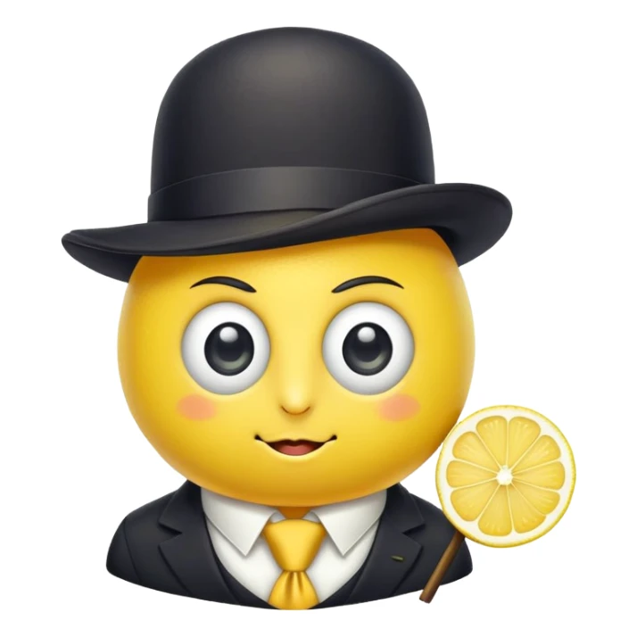 anime lemon character with monocle, necktie, and bowler hat sticker