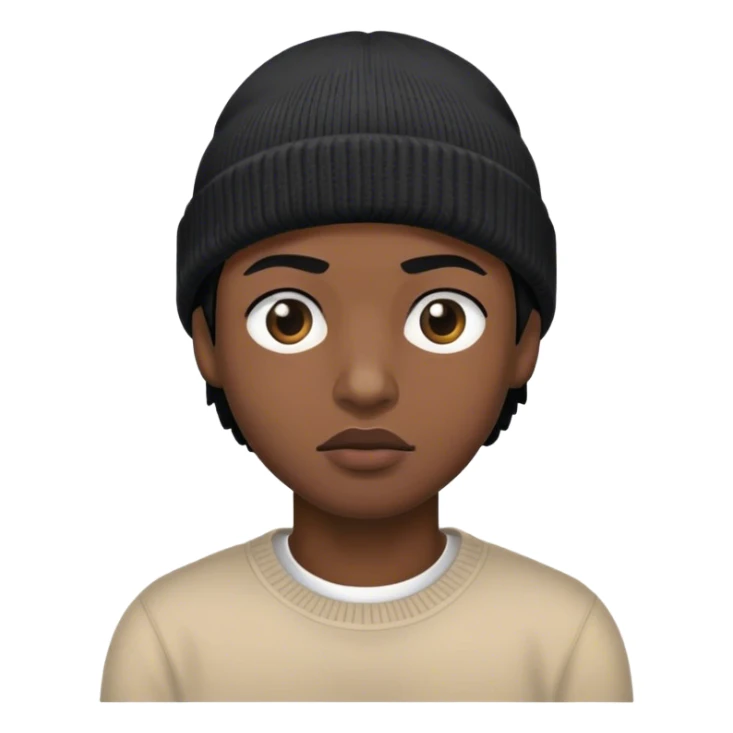 a black cylops whit black hair and a beanie sticker