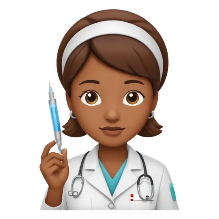 brown skin nurse holding vaccination needle sticker