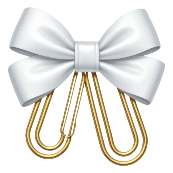 one gold paper clip with a white bow in the middle sticker