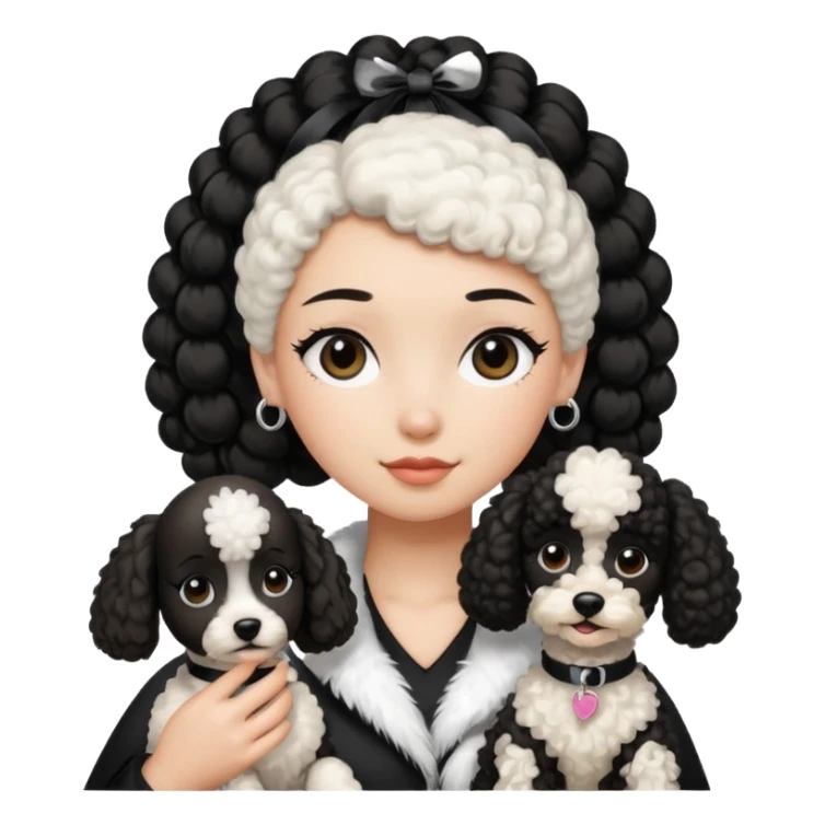 Poodle and Black ponytail girl say goodbye sticker