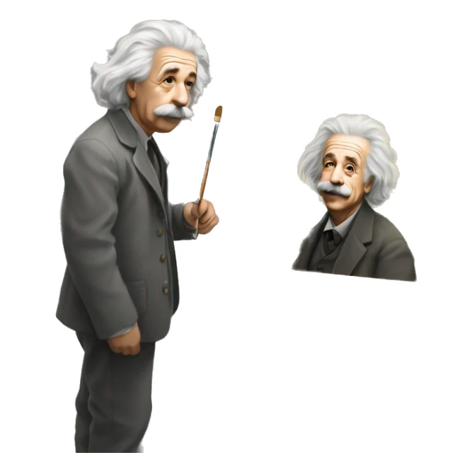 albert einstein painter easel painting a paintings and painting near him sticker