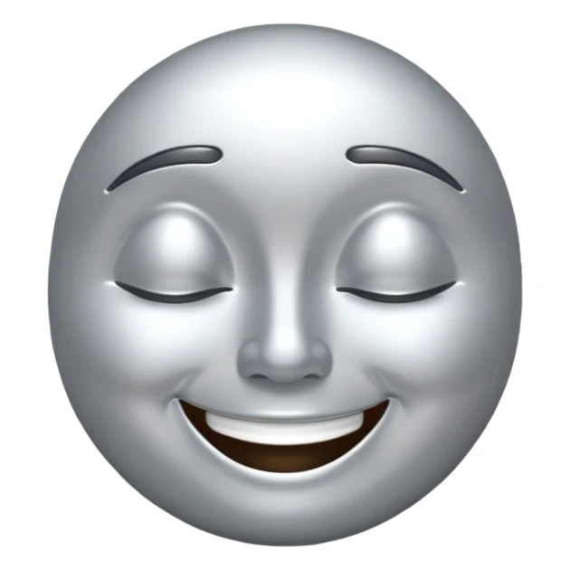 silver grinning face with smiling closed eyes sticker