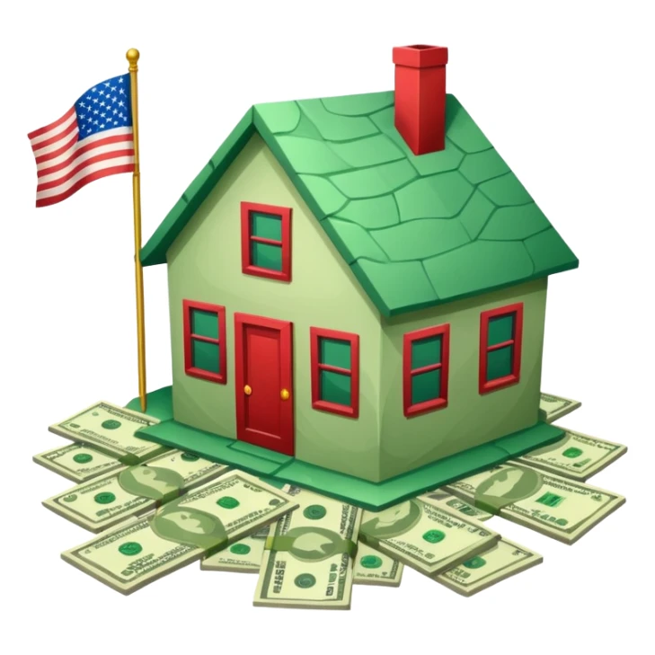 house with usa flag and money in floor sticker