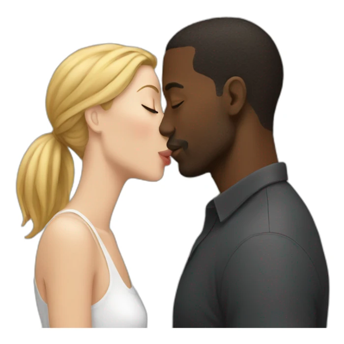 black man kissing a white women sticker