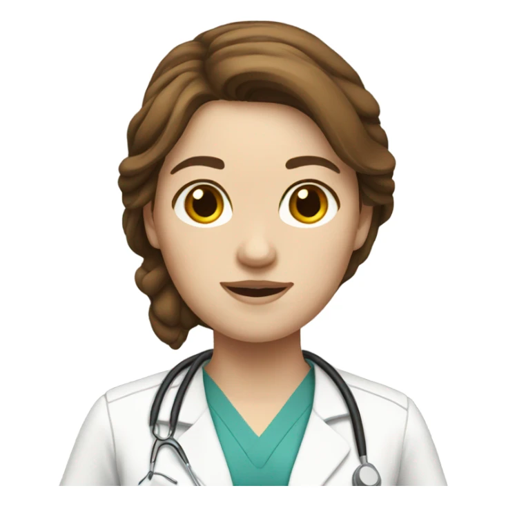nurse with brown hair, white skin sticker