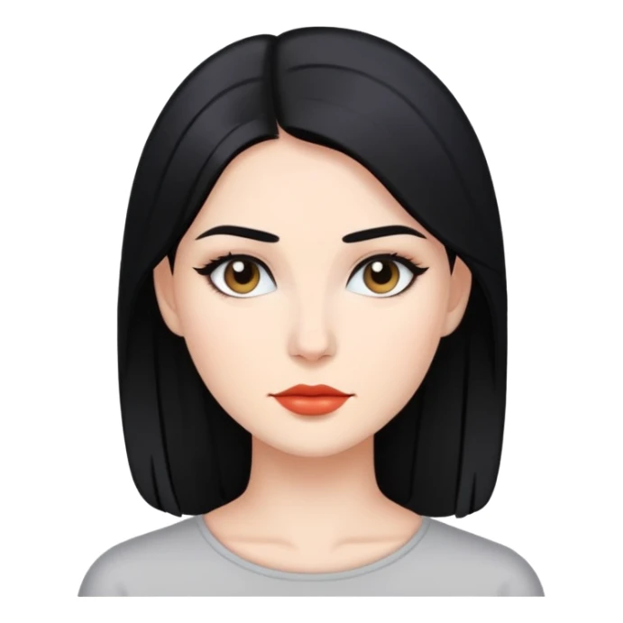 woman with sleek black hair and minimal makeup sticker