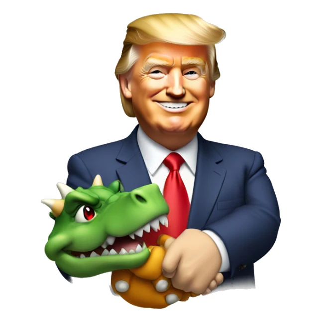 Donald Trump handshaking bowser sticker