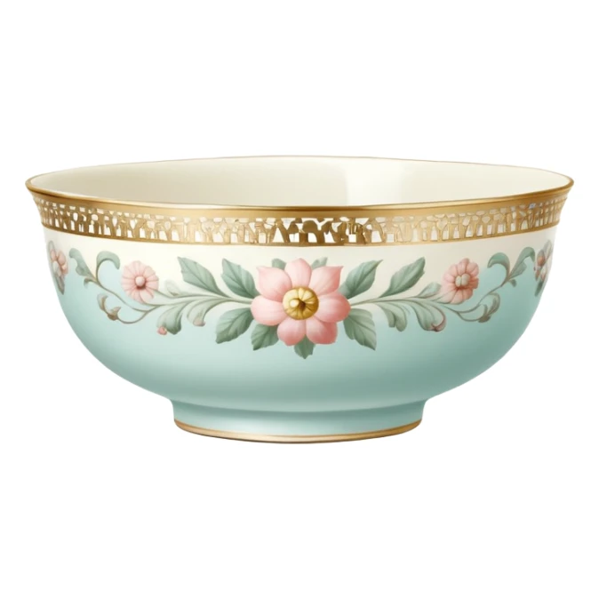 vintage floral porcelain bowl sticker