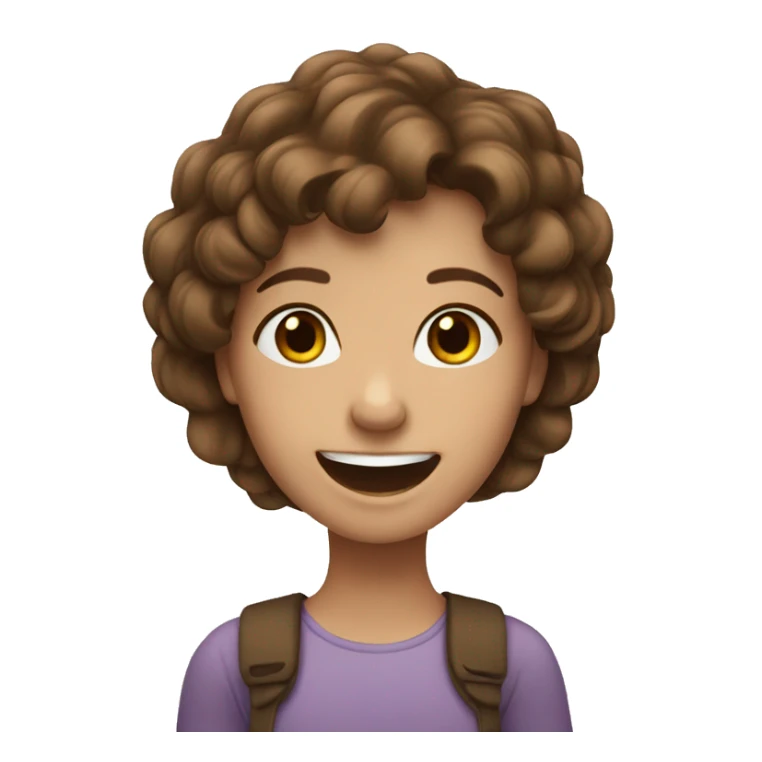 happy girl with brown hair sticker