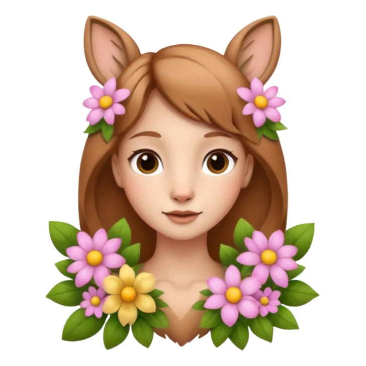 Adult Cute human like fawn with flowers sticker