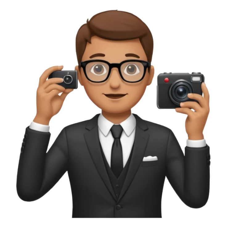 Hombre moreno con gafas haciendo fotos en una boda sticker