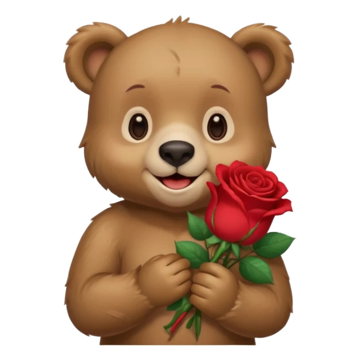Cute bear with this emoji 🥹  holding roses with this  sticker