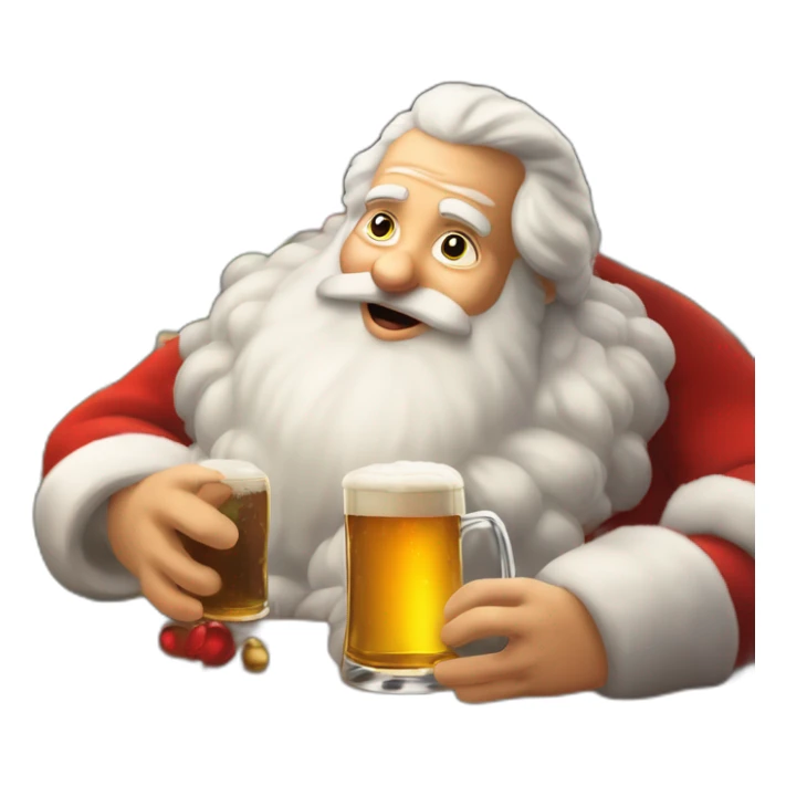 Père Noël qui offre un verre de bière à un enfant comme cadeau sticker