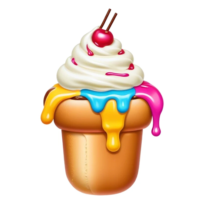 Melted neon  ice cream hot dog sundae sticker