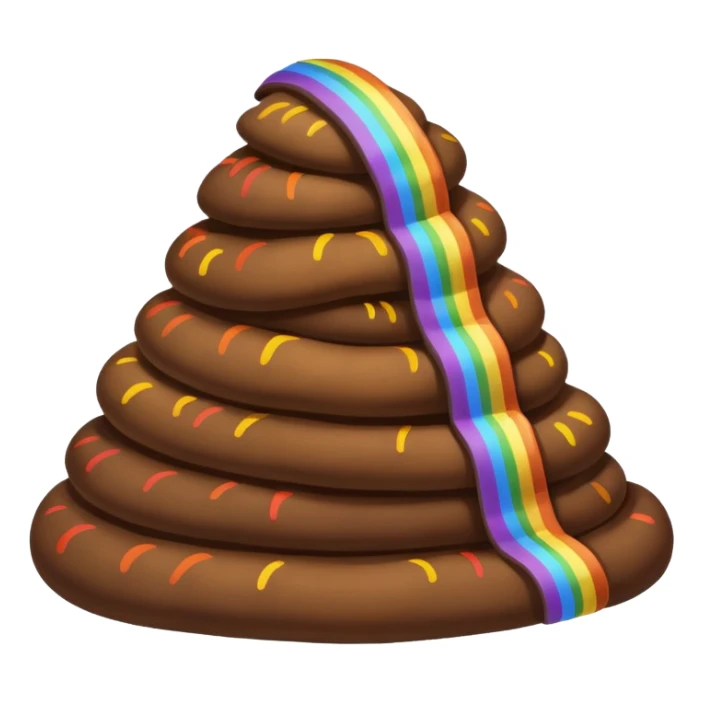 pile of poo with rainbow stripes, cheerful and vibrant sticker