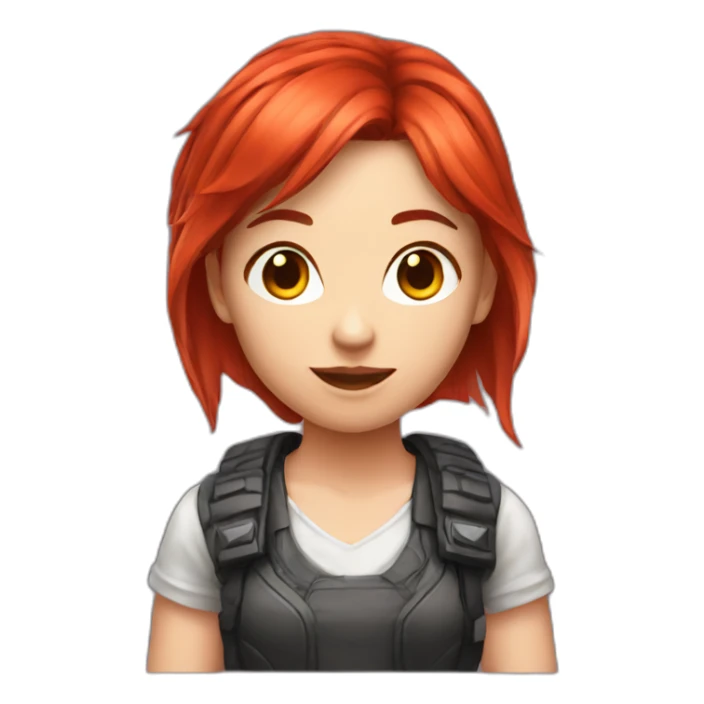 scarlet hair gamer girl sticker