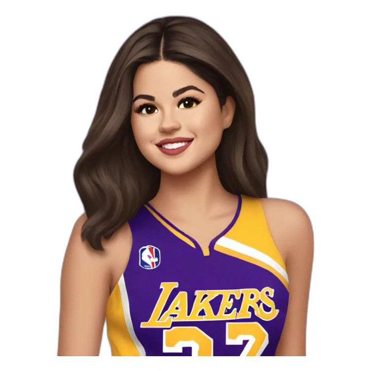 selena gomez wearing lakers jersey sticker