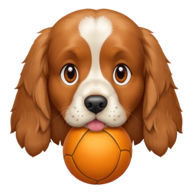 A orange roan cocker spaniel with a ball in its mouth  sticker