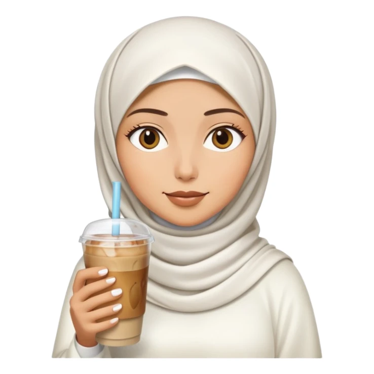 White hijab girl and iced coffee sticker