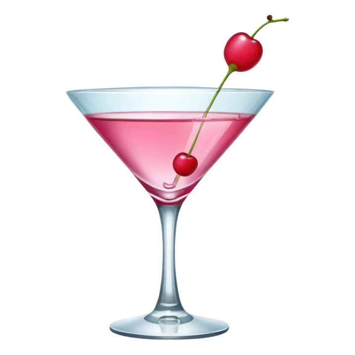 A pink martini in a V-shaped glass with a tiny cherry floating on top.
 sticker