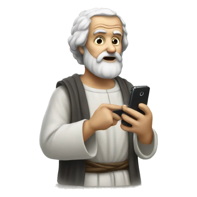 Aristotle holds a cell phone in his hand sticker