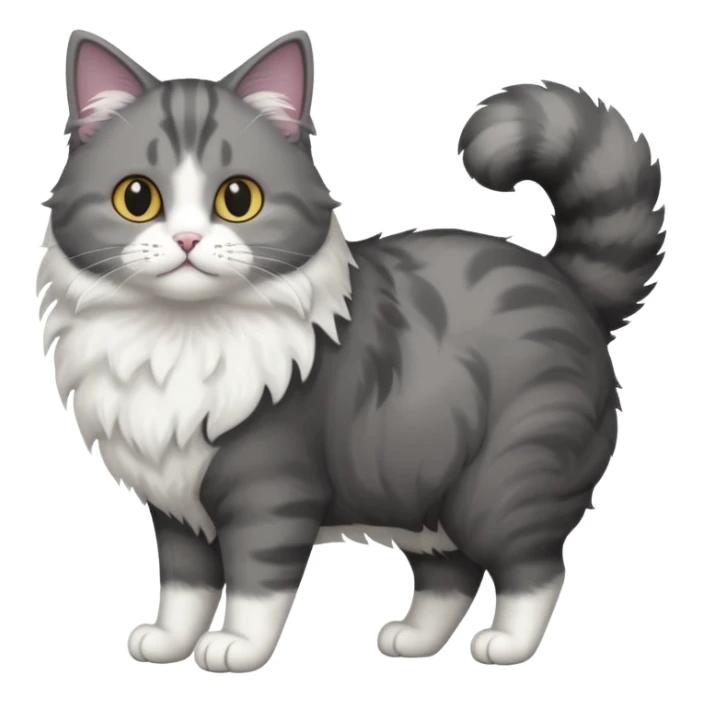 full body half dark grey and half white cat with white front legs sticker
