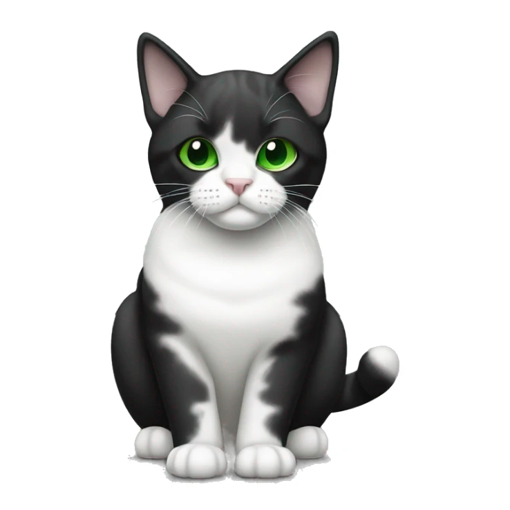 A black and white fold-eared Scottish cat with green eyes sticker