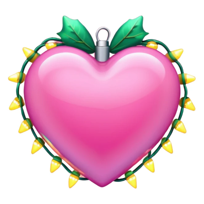 Pink heart wrapped in Christmas lights  sticker