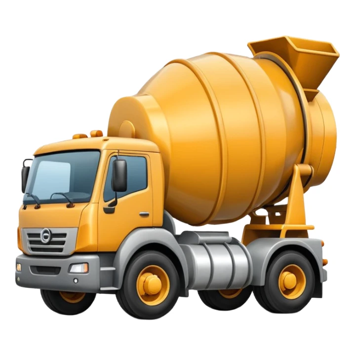 Illustrate a cement mixer truck with a rotating drum on the back. sticker