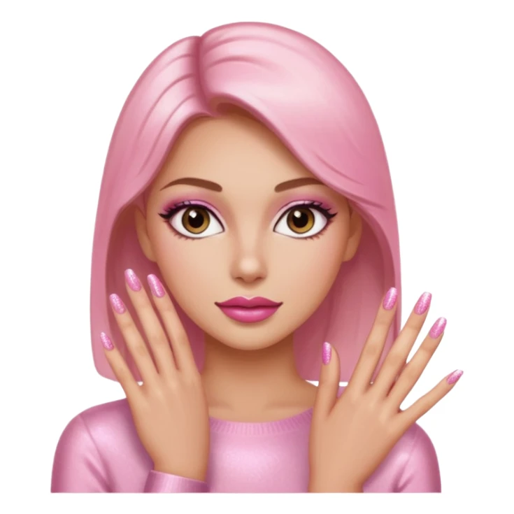 Pink manicure shimmer nails woman sticker