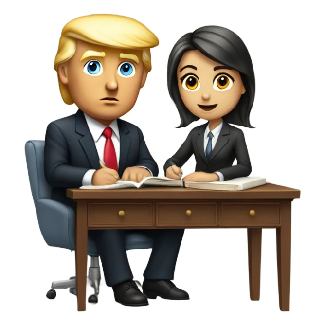 a girl studying next to donald trump sticker