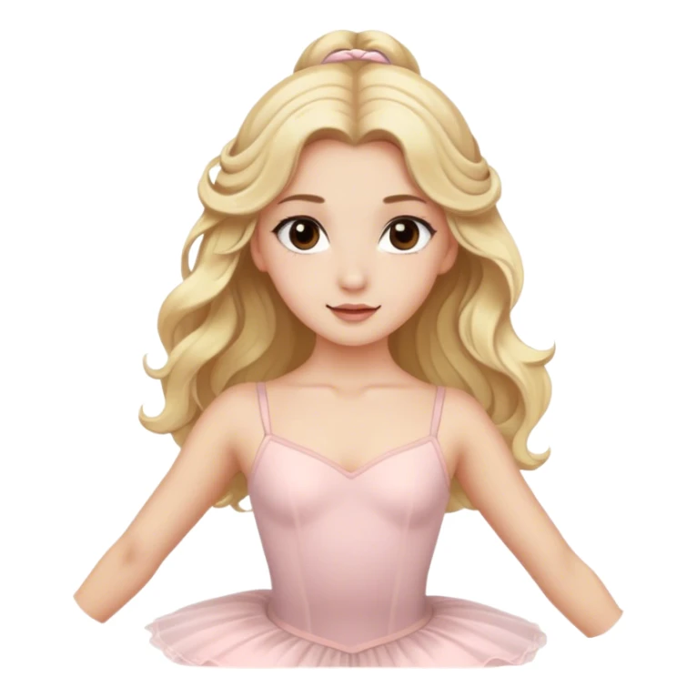 Blonde model with brown eyes, long wavy hair, ballet dancer sticker
