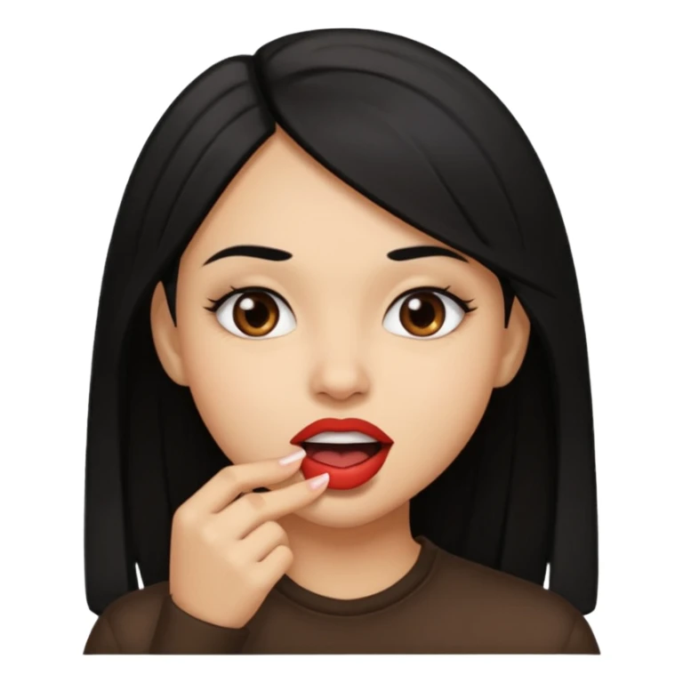 Brown light skin girl straight black hair biting her lips like this 🫦 sticker