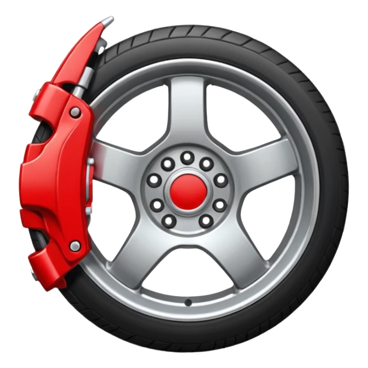 Car wheel emoji with red brake caliper sticker
